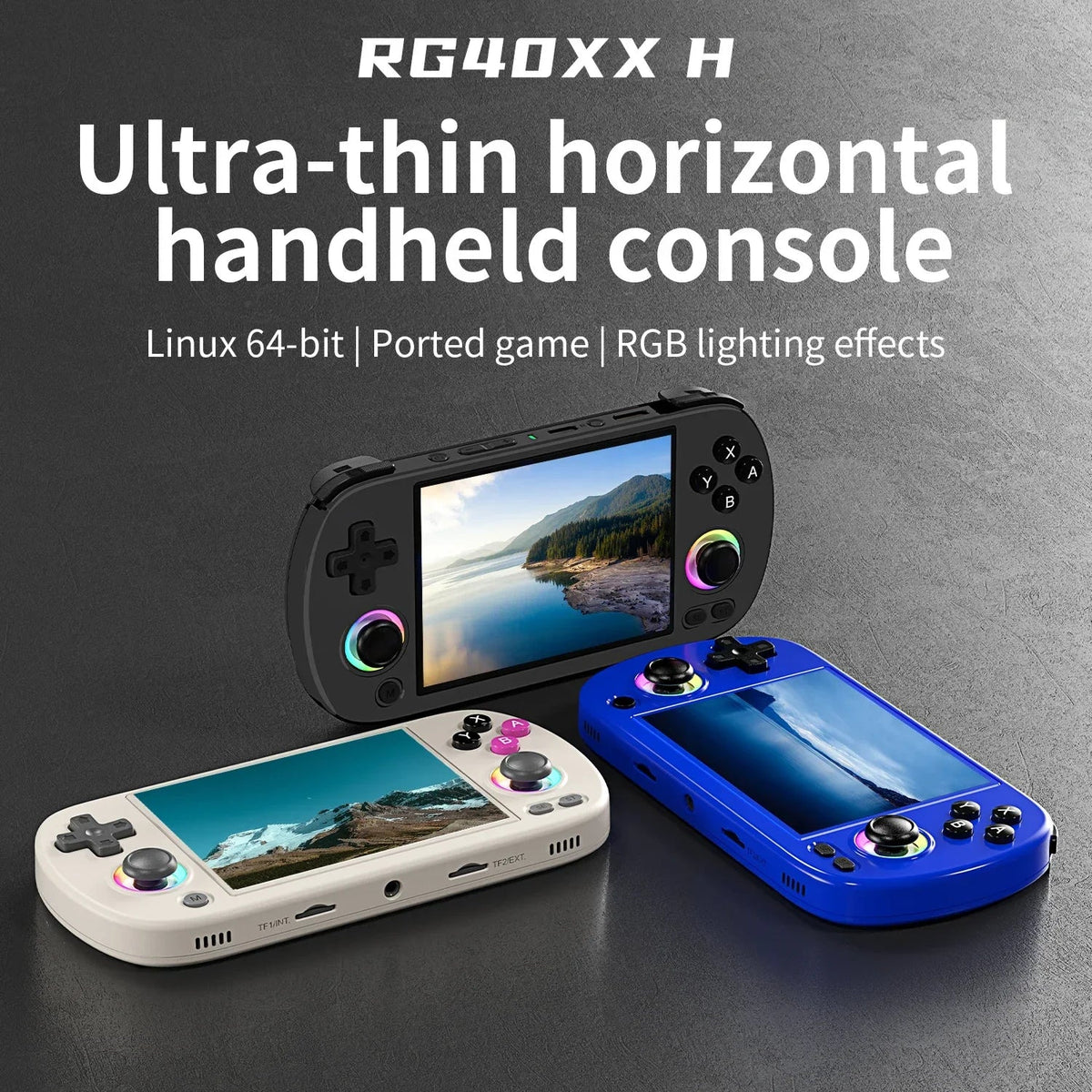 RG40XX H vs RG35XX H: the 4-inch Anbernic RG40XX H in three colors