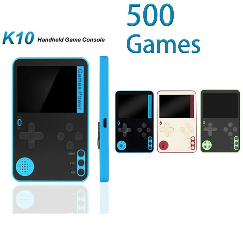 K10 Ultra-Thin Retro Game Console 2.4 Inch with 500 Classic Games