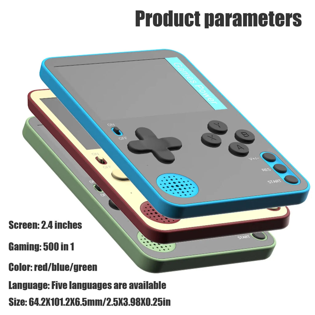 K10 Ultra-Thin Retro Game Console 2.4 Inch with 500 Classic Games