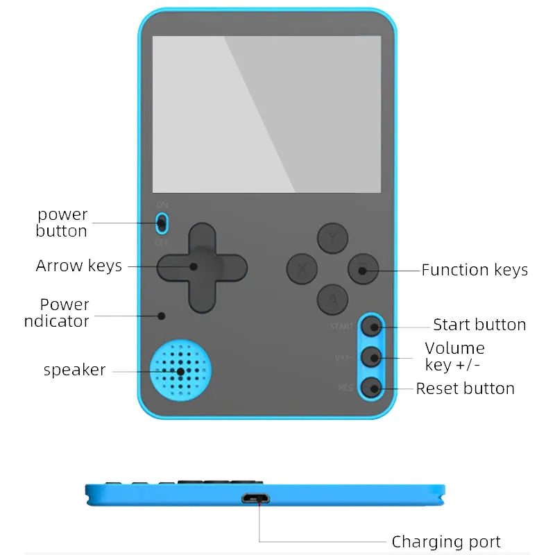 K10 Ultra-Thin Retro Game Console 2.4 Inch with 500 Classic Games