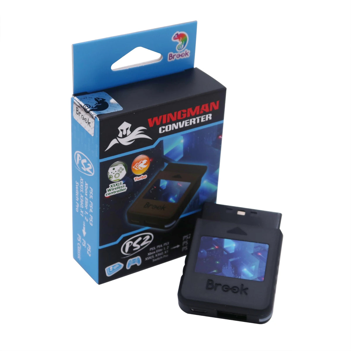 Brook Wingman para PS2 Convertidor para Xbox Series X/S/One (modelo BT)/Elite 1 y 2/PS5/Switch Pro Controlador a PS2/PS(FM 00010