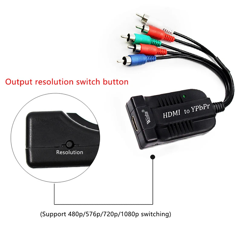 HDMI to Component Converter for PS4 PC, YPbPr 5RCA RGB Scaler