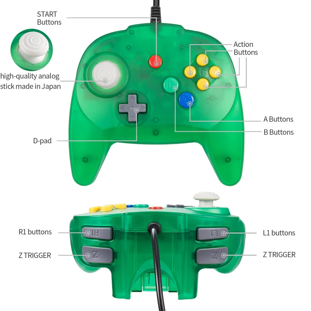 Mini USB N64-Style Controller for Windows PC, Mac & Raspberry Pi