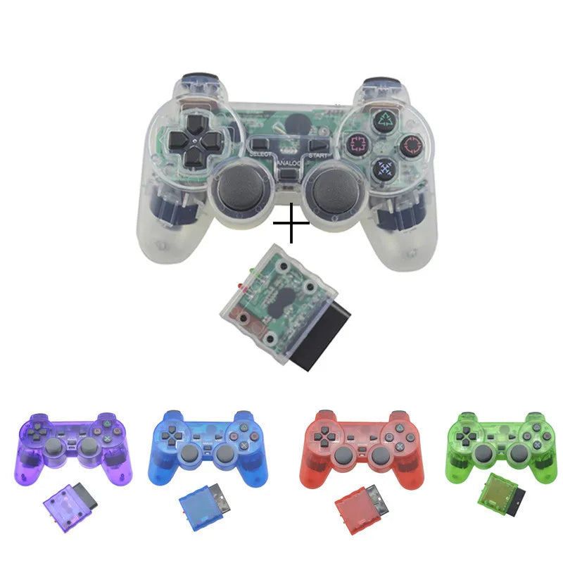 Transparent Wireless Gamepad for Sony PS2, Bluetooth 2.4G