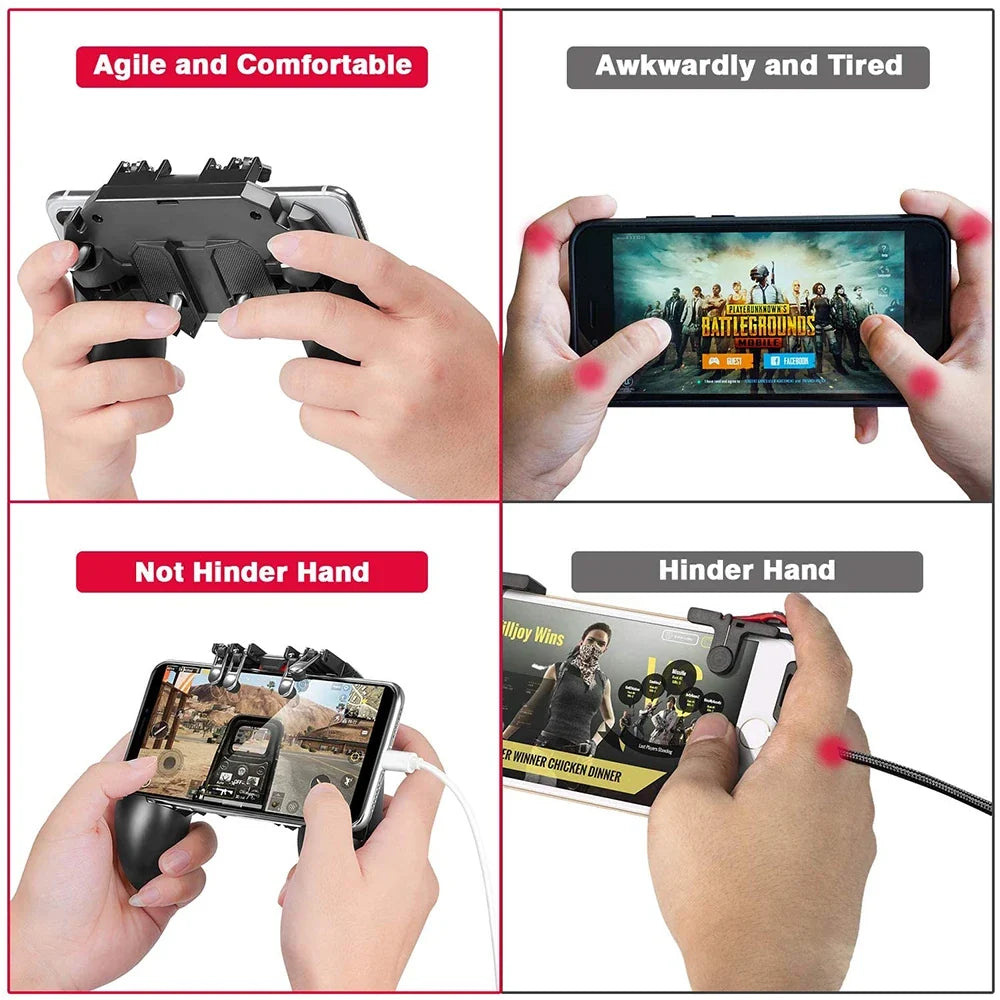AK77 Six Finger Mobile Phone Gamepad with Power Bank, PUBG