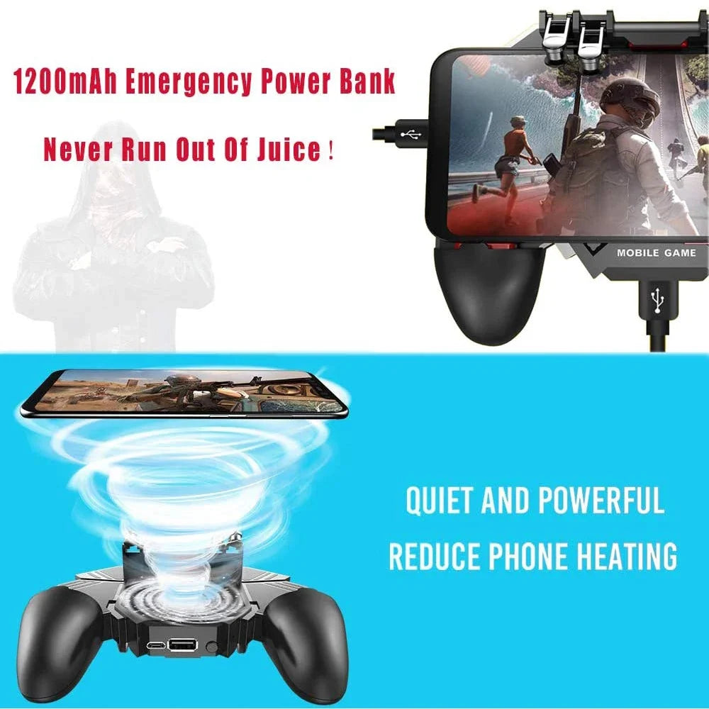 AK77 Six Finger Mobile Phone Gamepad with Power Bank, PUBG