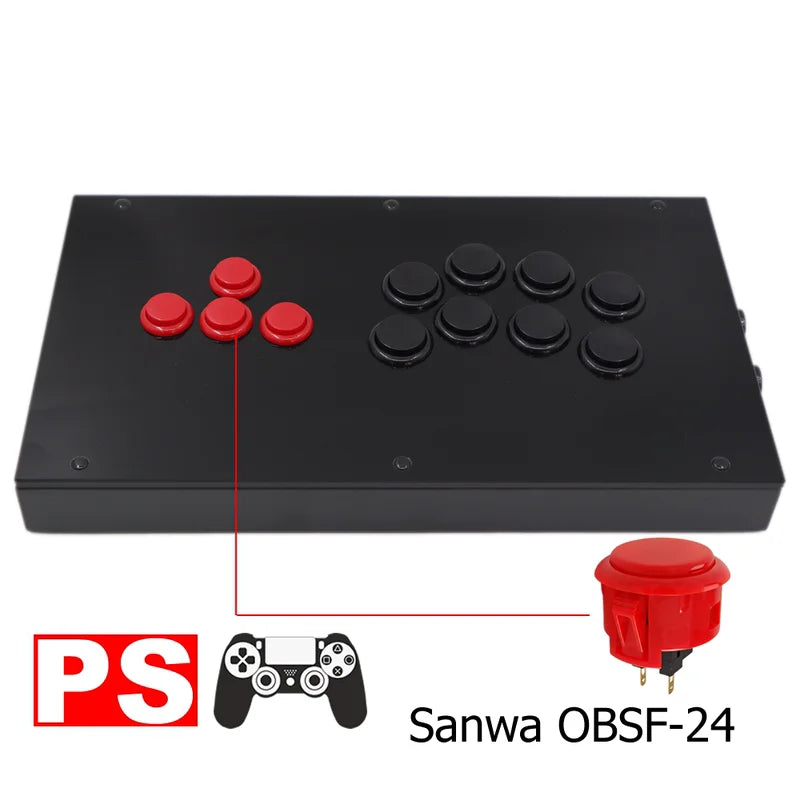 Transparent Hitbox Mixbox WASD Fight Stick, Sanwa Buttons, PS4/PC