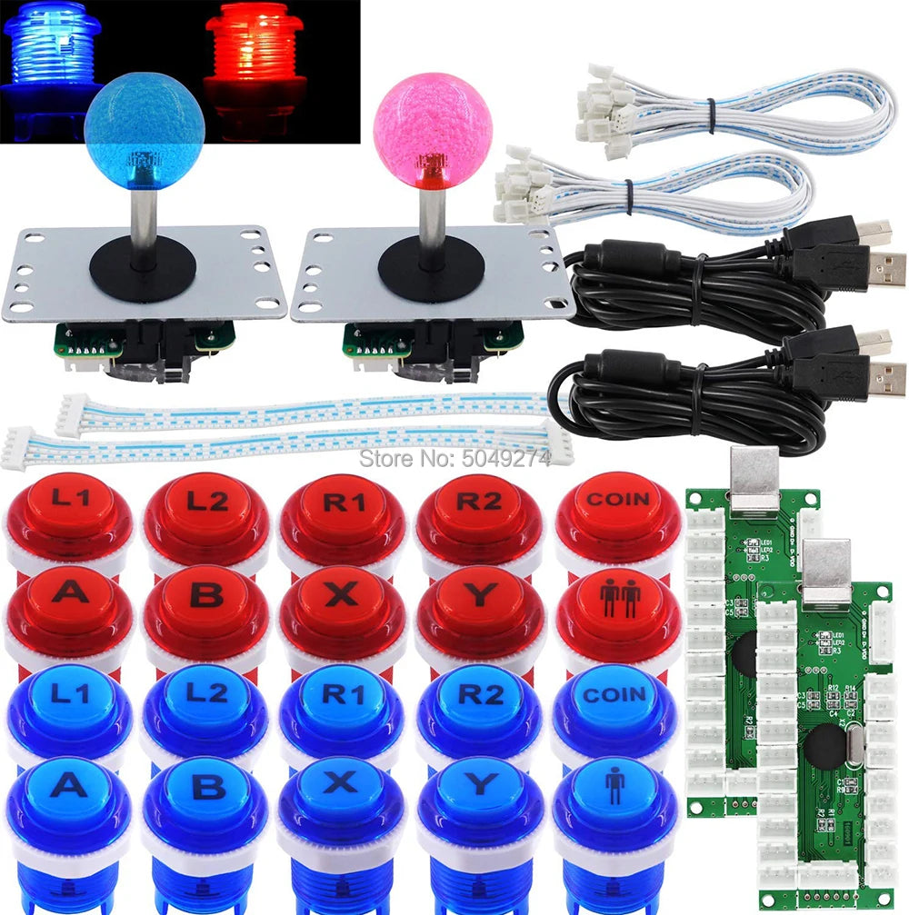 Arcade DIY Kit Hitbox Arcade USB Zero Delay Encoder with 5pin Copy Sanwa Joystick LED 30mm Button Coin 1P 2P TO PC TV PS2 PS3