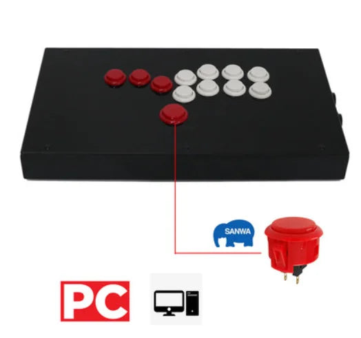 Transparent Hitbox Mixbox WASD Fight Stick, Sanwa Buttons, PS4/PC