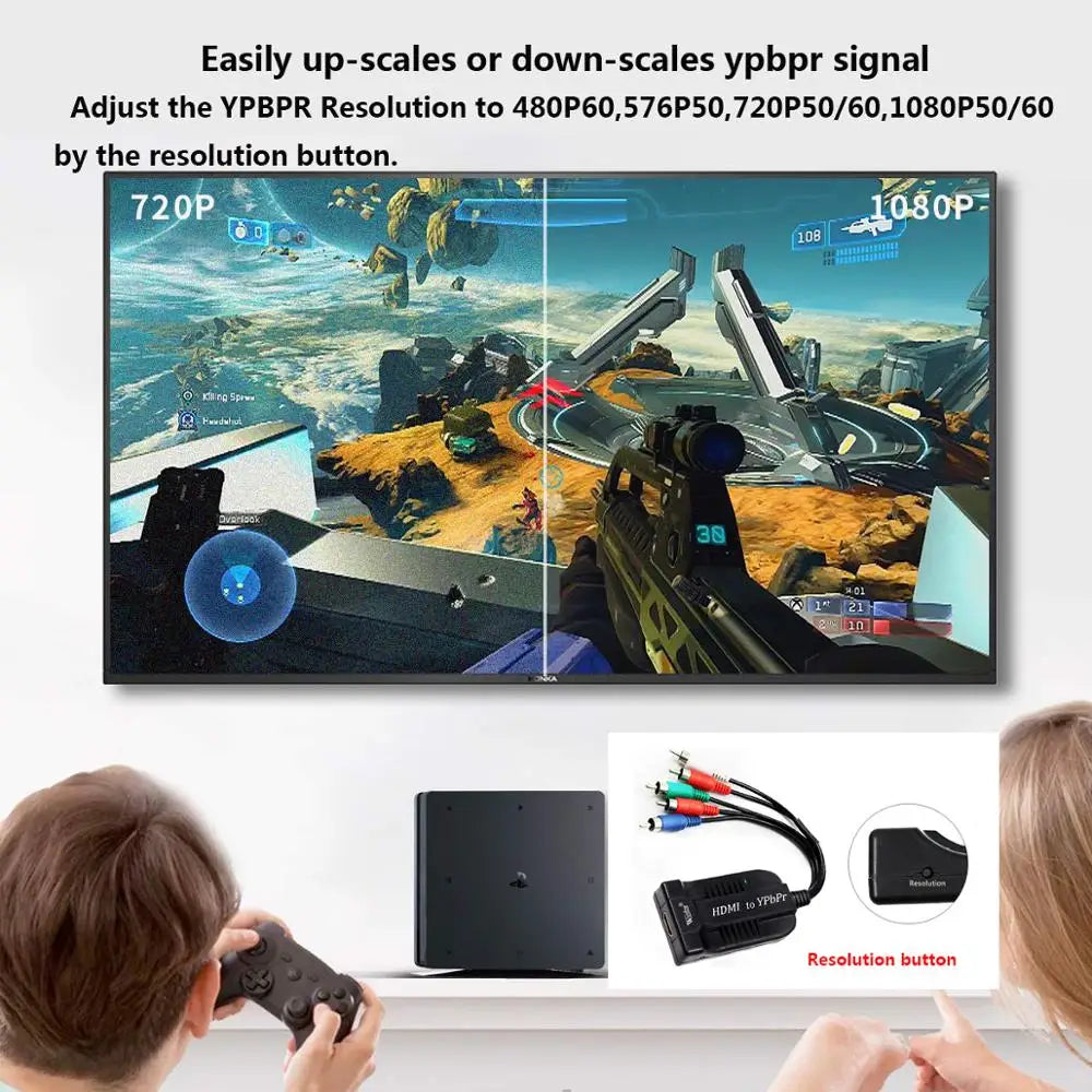 HDMI to Component Converter for PS4 PC, YPbPr 5RCA RGB Scaler