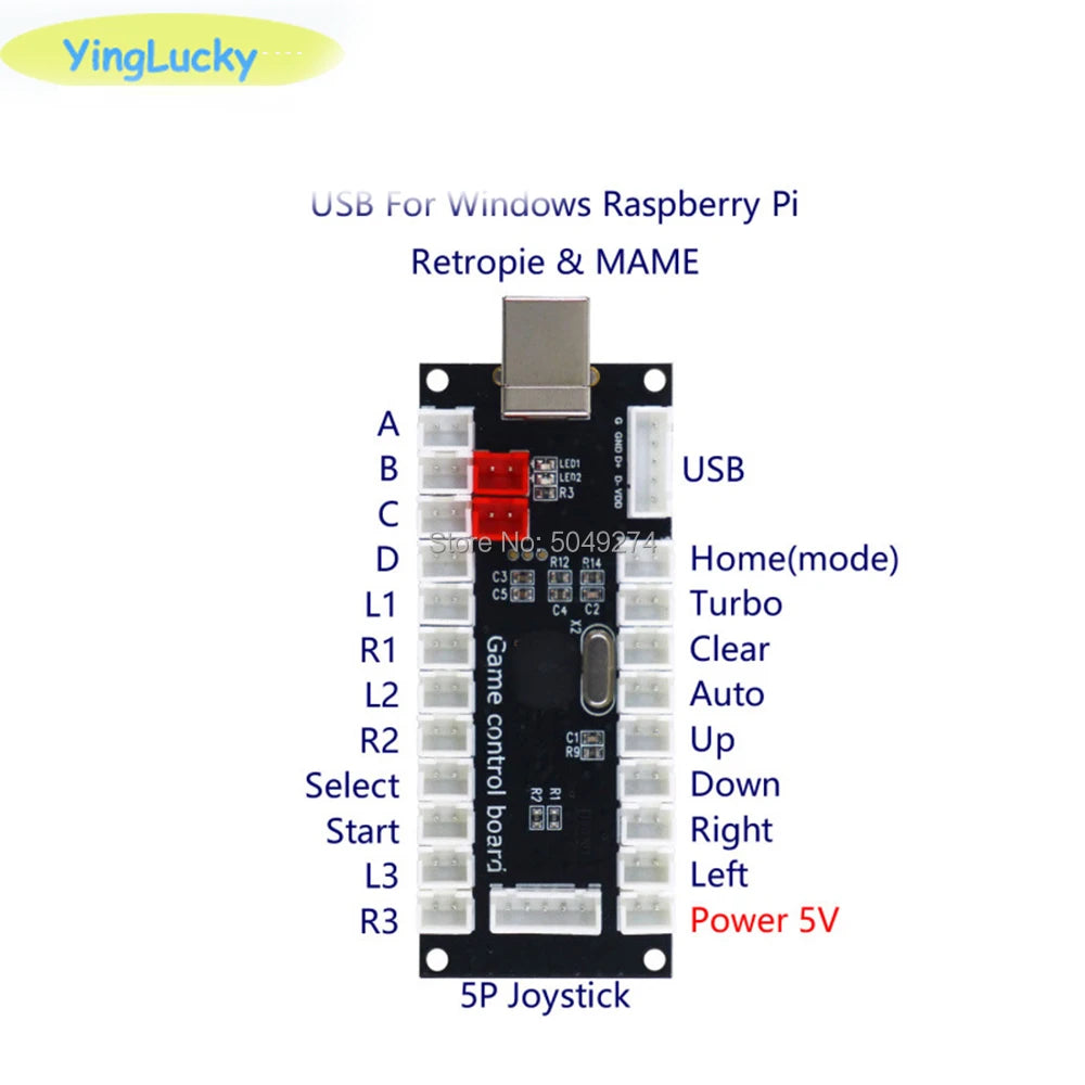 Zero Delay Arcade USB Encoder PC PS3 Switch Raspberry Pi TO Joystick FOR 5PIN & 2.8MM Button Hitbox Controller