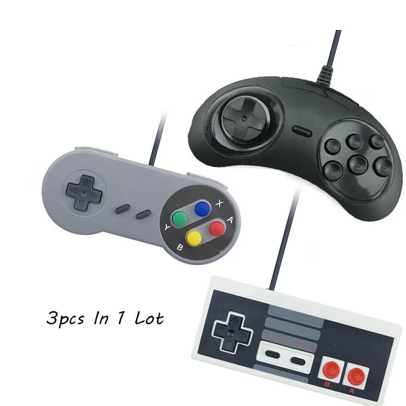 VPLAY 3-Pack Wired USB Controllers for PC, NES, SNES, Sega