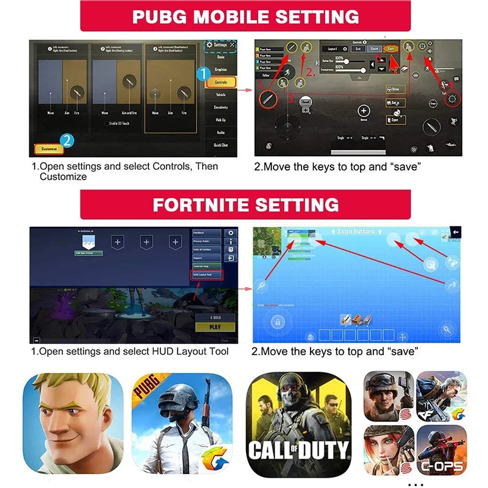 AK77 Six Finger Mobile Phone Gamepad with Power Bank, PUBG