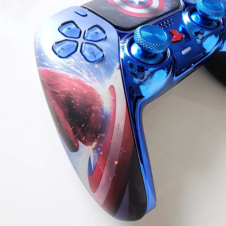 Sony original PS5 game controller upgraded with Hall effect TMR joysticks: Captain America's Aegis