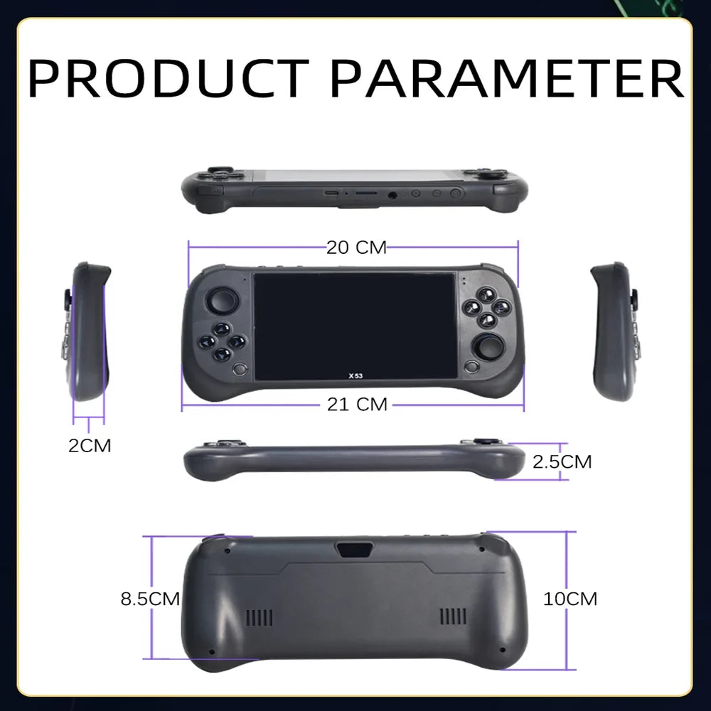 X53 Handheld Game Console, 5.1-Inch HD Screen, Music and Video