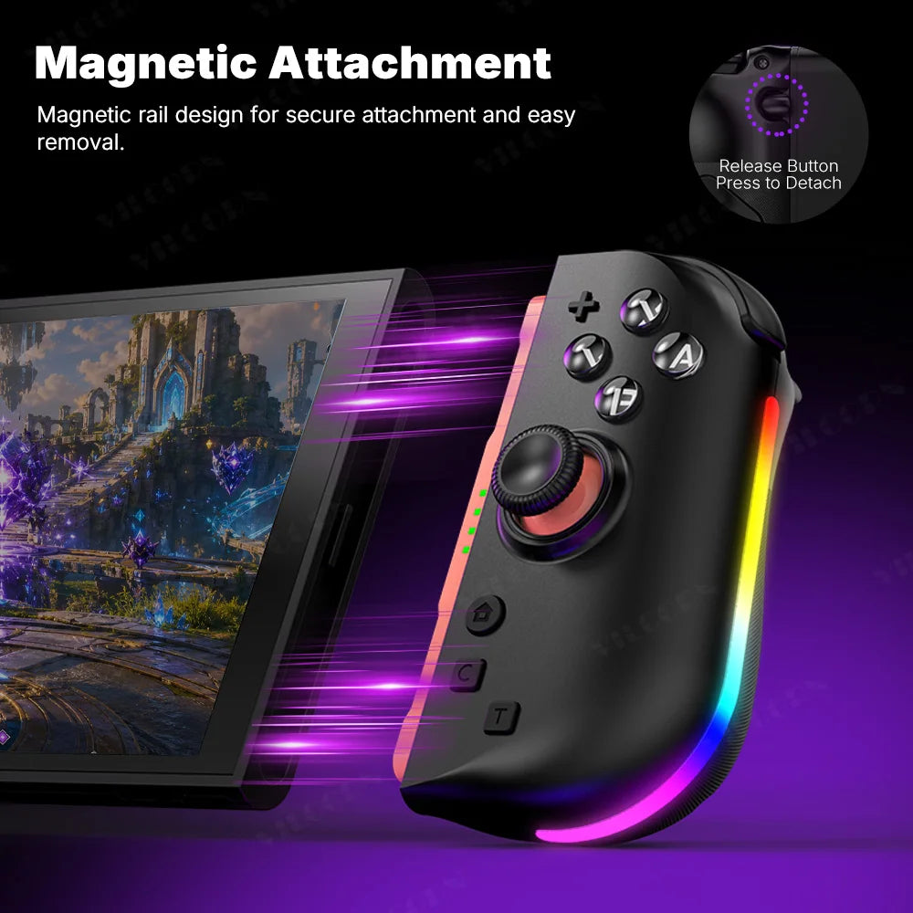 Wireless Gamepad for Switch2 RGB Magnetic L&R Joypad Controller Hall 3D Joystick 9-Axis Motion Turbo One-Key Wake Up Macro Key