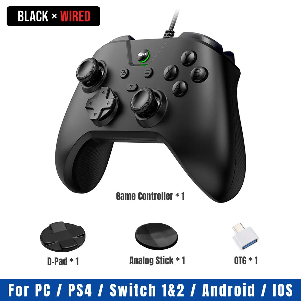 VILCORN Wired Gaming Controller for PC Gamepad Hall Joystick for PS3/PS4 Console Android Switch1/2 with Dual Vibration TURBO
