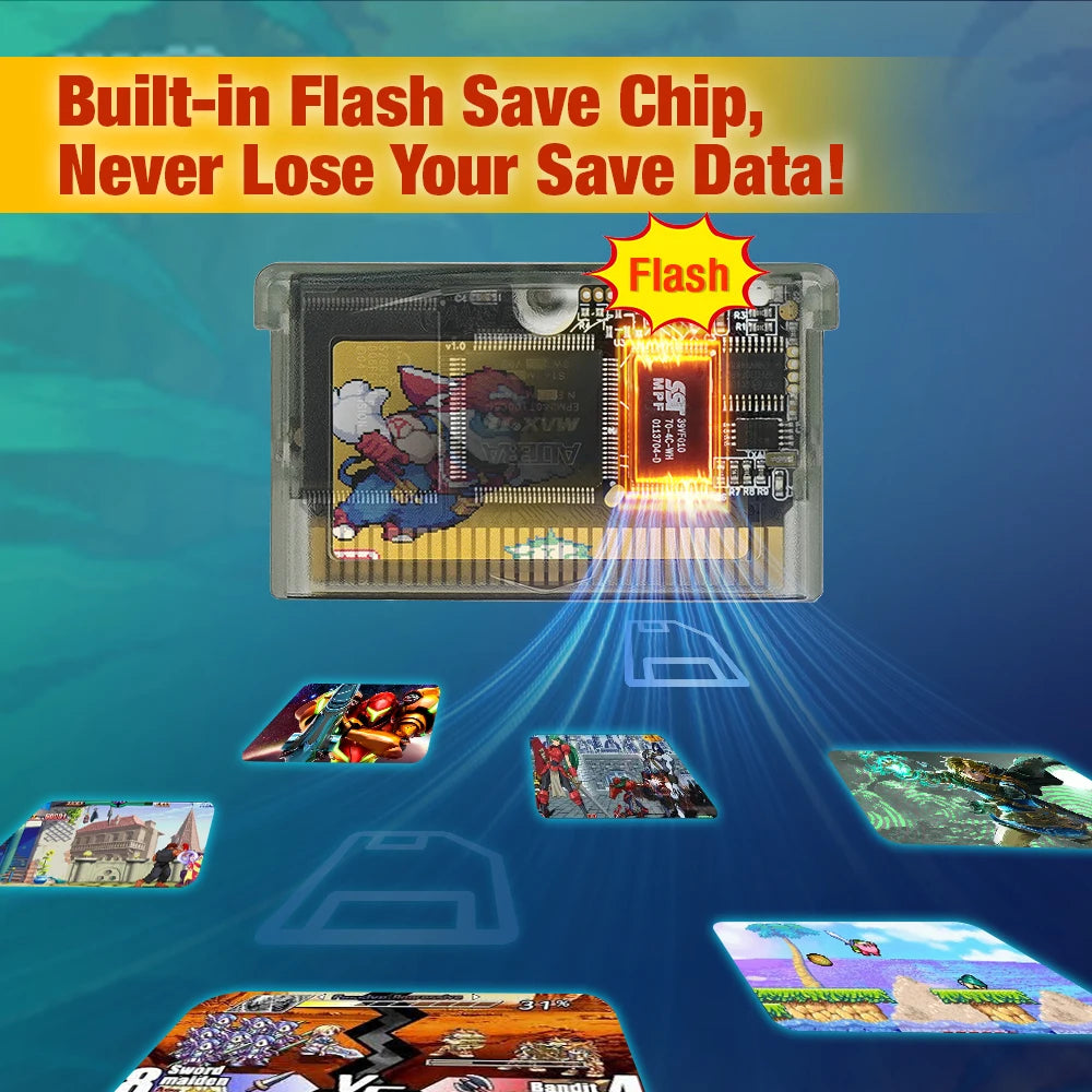 EPICJOY GBA Flash Cart, 32MB Rewritable with Solar Sensor and RTC