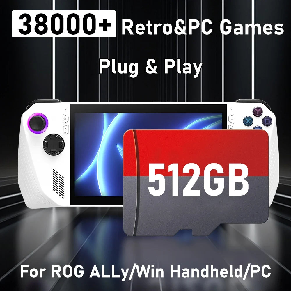 512G TF Game Card for ROG Ally & Win PC, 38000+ Games, N64 Emulator