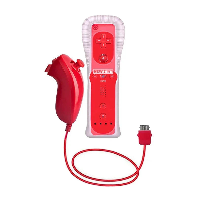 2 in 1 For Nintendo Wii Controller Set Optional Motion Plus Joystick Wireless Remote Gamepad with Silicone Case Video Game