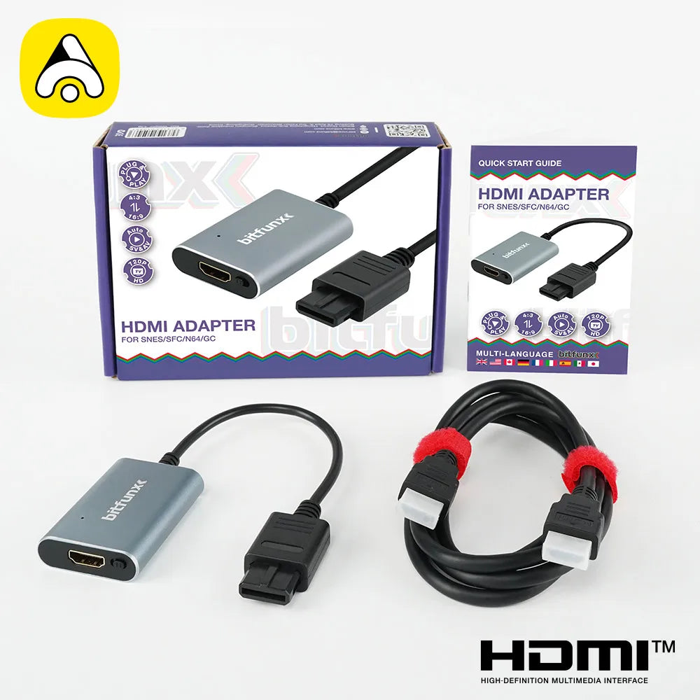 BitFunx SNES Adapter, S-Video and AV to HDMI, 720P
