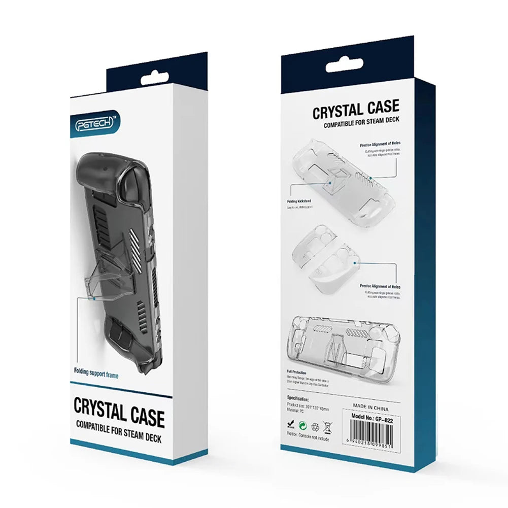 Transparent Crystal Clear Protective Cover Accessories Protective Cover Shell Replacement Detachable with Support for Steam Deck
