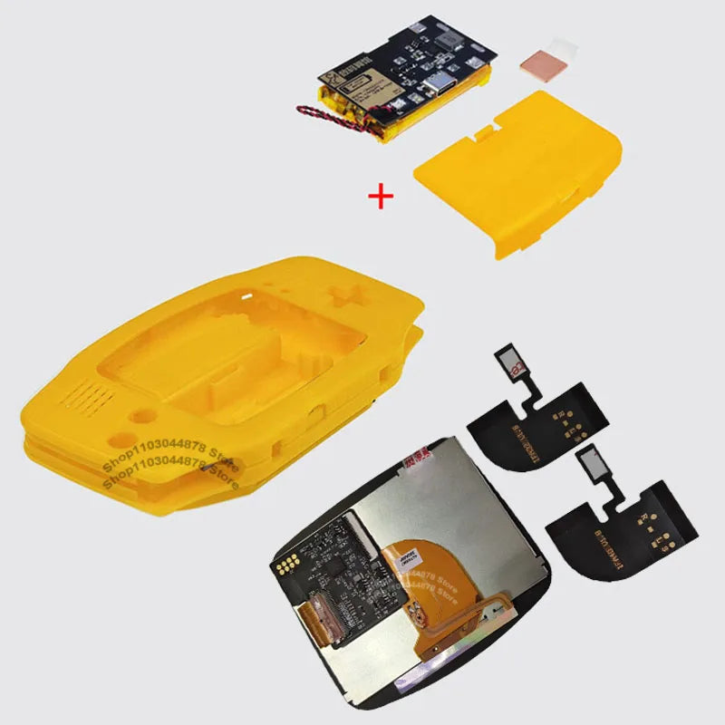 IPS V4 Pre Laminated Screen LCD Shell Kits 1800mAh Built-in Lithium Battery with Type C Charging Port Battery Cover For GBA
