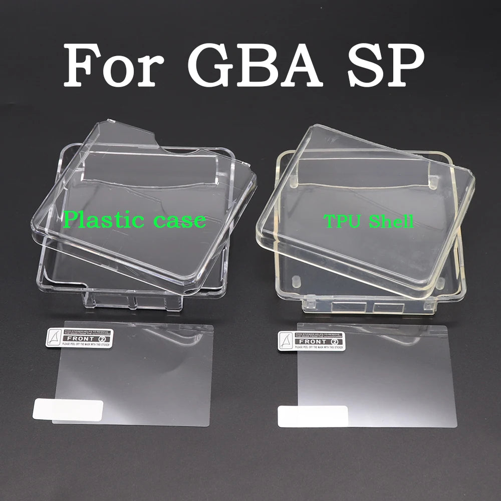Clear Protective Cover Case Shell Housing For GBA SP Game Console Crystal Cover Case TPU Shell  Screen Protector Film
