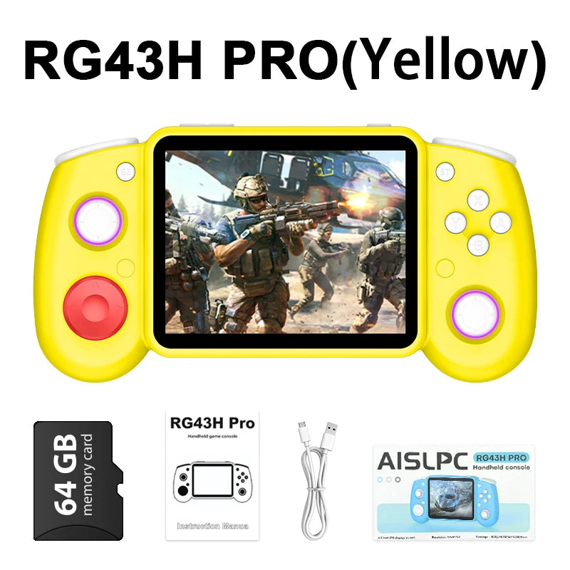 AISLPC RG43H PRO Handheld Game Console 4.3 IPS Screen Dual System 22000+Games 2.4G WIFI RK3562 Chip Portable Pocket Video Player