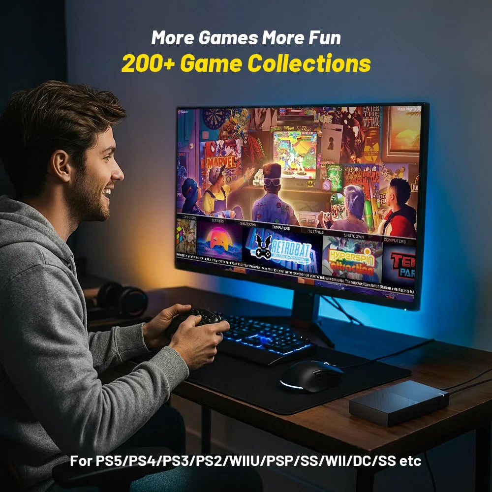 KINHANK 4TB Retro Gaming HDD, 75000+ Games, PS2-PS5 Emulators