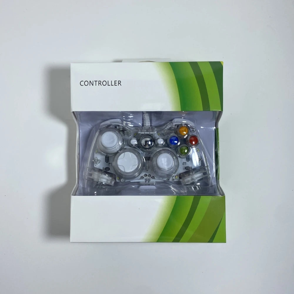 Quality USB Wired Controller Gamepads for Xbox 360 Transparent Shell Joystick Gamepad For Windows PC Computer With LED Light