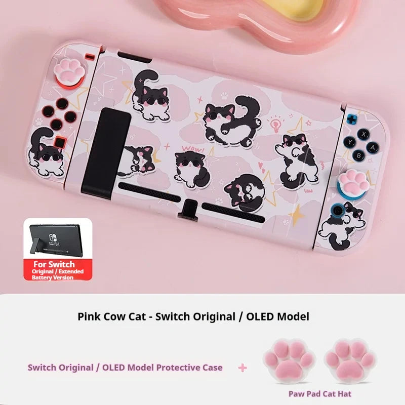 Cute Cat Ns2 Protective Case For Switch Oled Anti Scratch Shockproof Cover 2nd Generation Soft Pink Protective Case Set