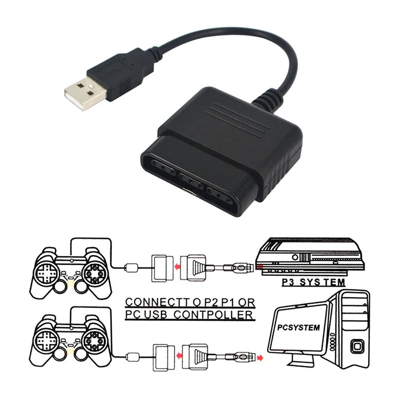 Gamepad Cable for PS2 Controller to PS3 and PC USB Adapter