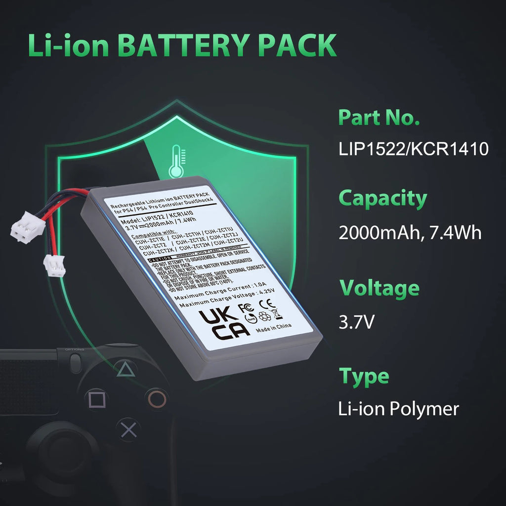 Hisewen 10x 2000mAh Battery for PS4 DualShock 4 V1 Controller