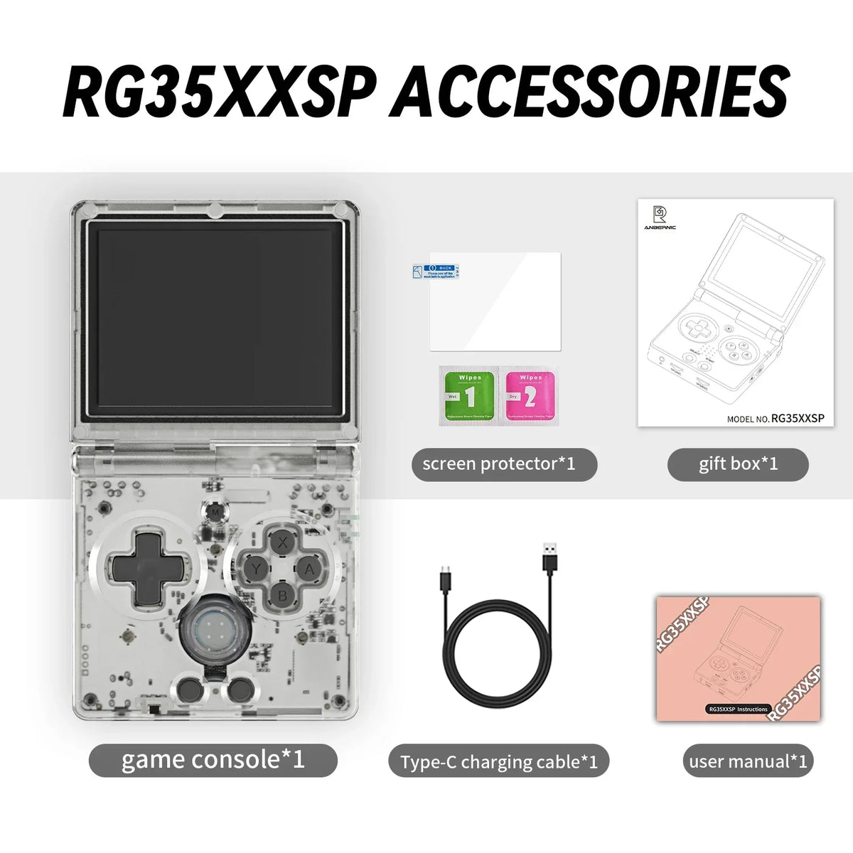 ANBERNIC RG35XXSP Flip Retro Handheld, 3.5 Inch IPS, 64G 5K Games