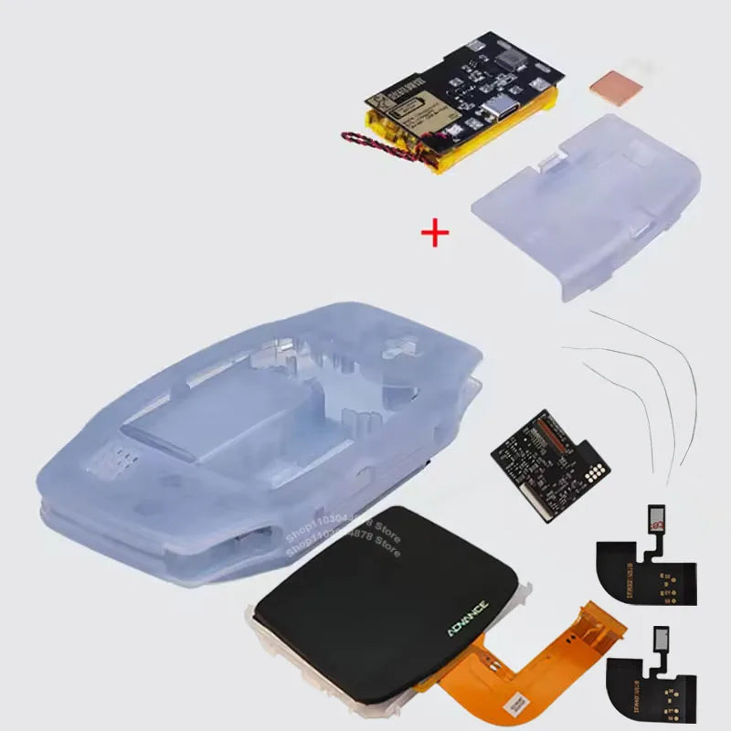 IPS V4 Pre Laminated Screen LCD Shell Kits 1800mAh Built-in Lithium Battery with Type C Charging Port Battery Cover For GBA