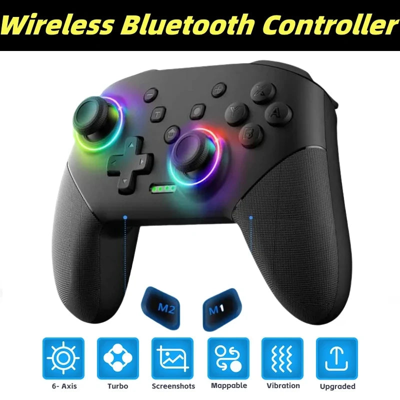 Wireless Controller RGB For Nintendo Switch OLED / Lite Console Pro Gamepad with 600/1000Mah Battery Programmable Turbo Function