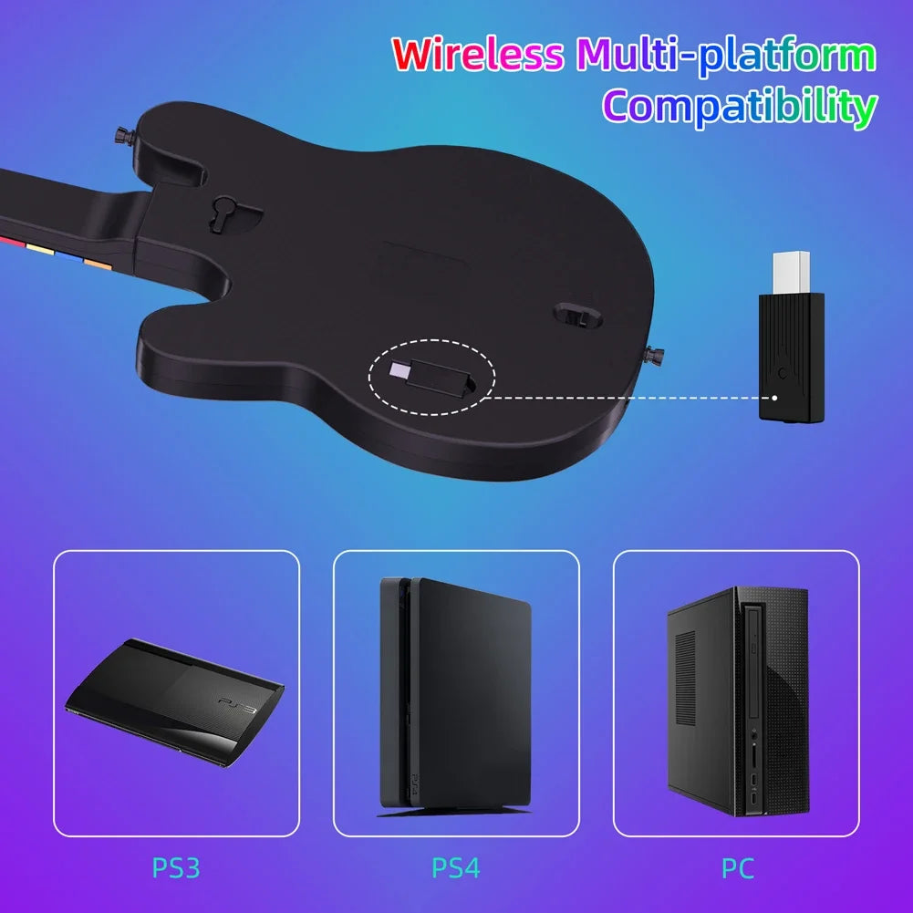 2.4G Wireless Guitar Controller for PS4, PS3, PC, Guitar Hero