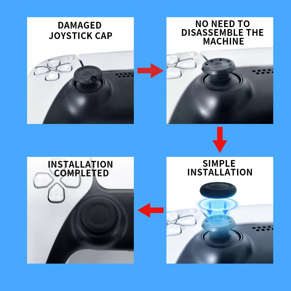 2-6 Pcs Replacement Thumbstick Caps For PS5/PS4 Controller Soft Silicone Anti-Slip Joystick Cover Gamepad Repair Accessories Set