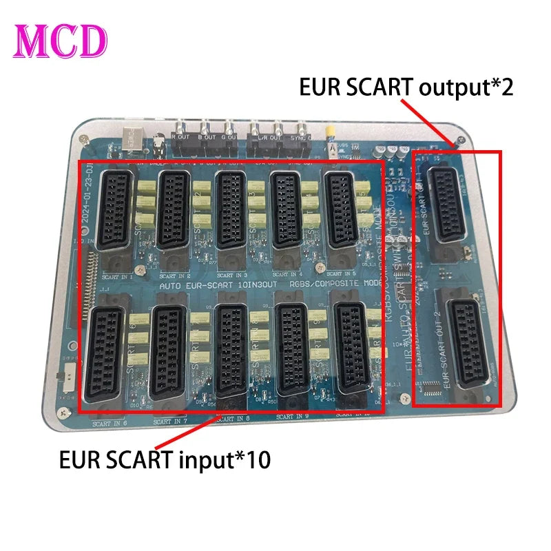 SNES SFC EU Scart Splitter 10 In 3 Out Auto RGBS Switcher
