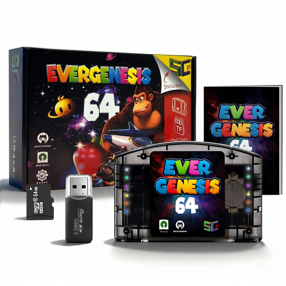 SC64 N64 Flash Cart with 64GB Card, Over 10000 Preloaded Games
