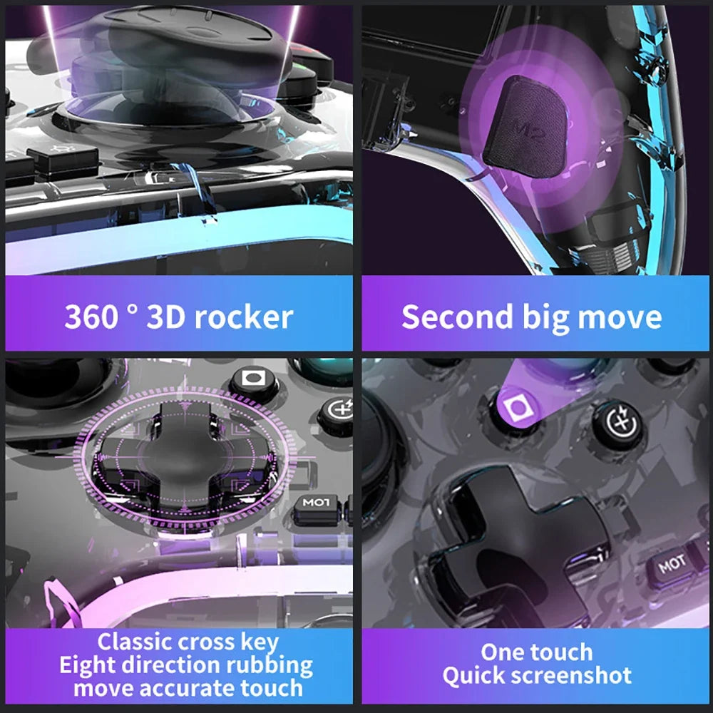 Wireless Controller for PS4 PS3 PC with RGB Lighting, Bluetooth
