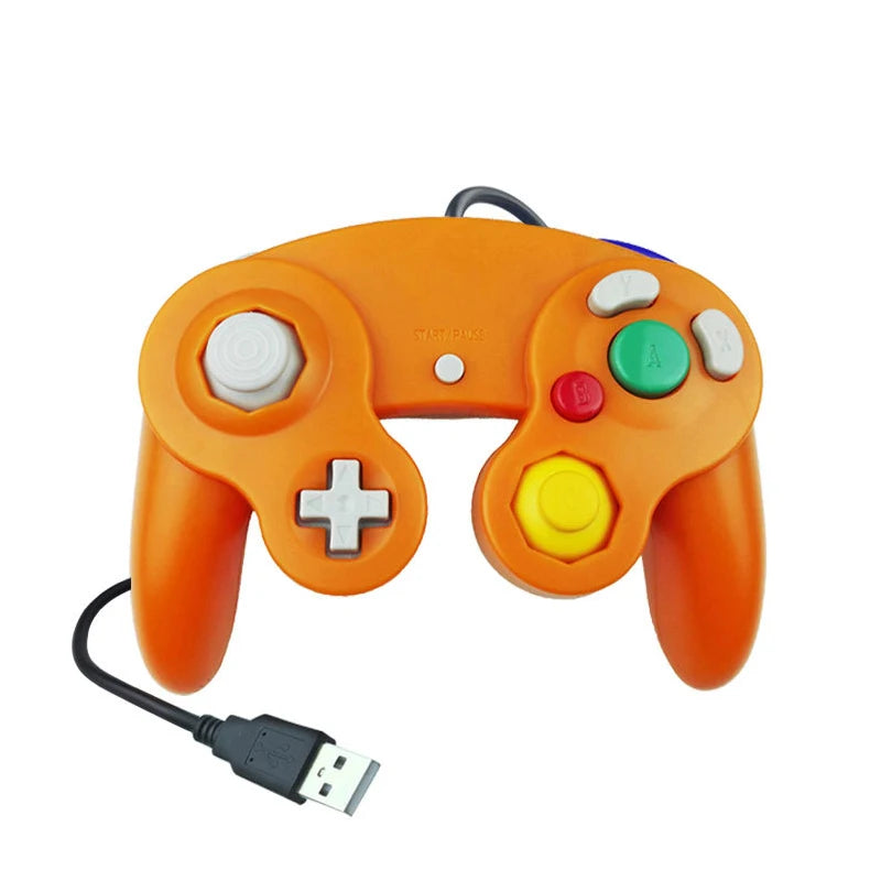Transparent USB Wired NGC Gamepad Joystick, Clear Blue & Red