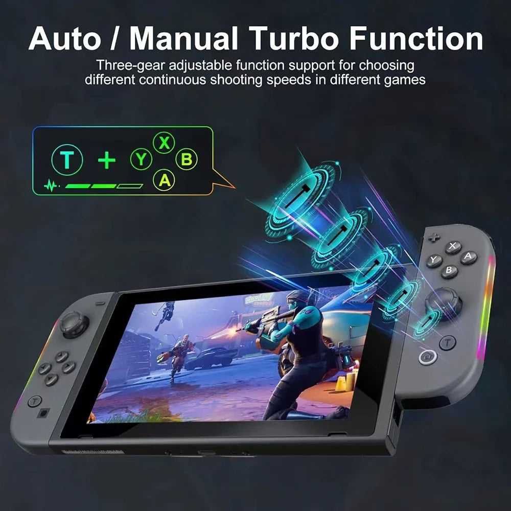 Wireless Game Joypad For Nintendo Switch Controller RGB Color Light Glare Vibration Six-axis Body Sense Joycon L/R Gamepad