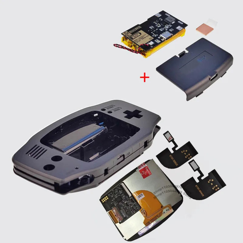IPS V4 Pre Laminated Screen LCD Shell Kits 1800mAh Built-in Lithium Battery with Type C Charging Port Battery Cover For GBA