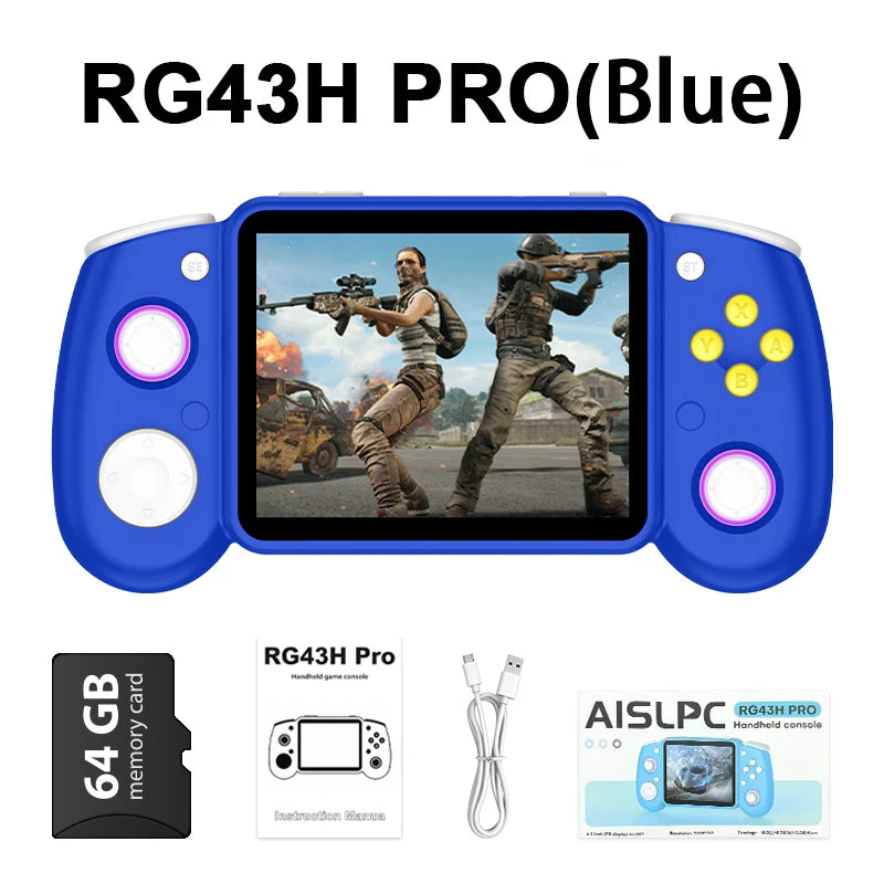 AISLPC RG43H PRO Handheld Game Console 4.3 IPS Screen Dual System 22000+Games 2.4G WIFI RK3562 Chip Portable Pocket Video Player