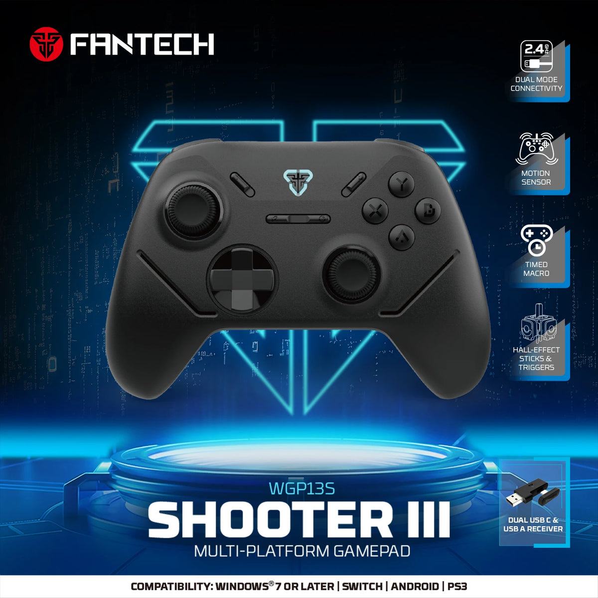 FANTECH Shooter III WGP13S Hall Effect Wireless Gamepad, PC & PS4