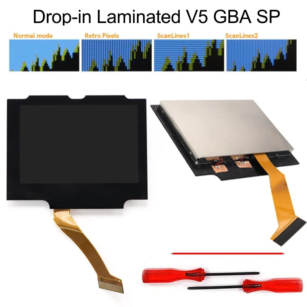 GBA SP V5 3.0 Inch Laminated IPS Drop-in Screen Kit with OSD