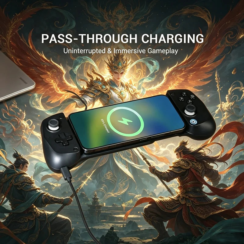 X5LType-C Stretchable Mobile Game Controller Hall Effect Joystick Zero Latency Wired Gamepad for Android iPhone 15+ Cloud Gaming