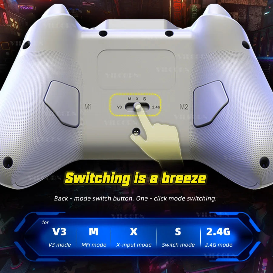 PC Wireless Game Controller Hall Joystick Trigger Mobile Gamepad for Switch/IOS/Android Support Six axis Gyro Turbo Macro M1 M2